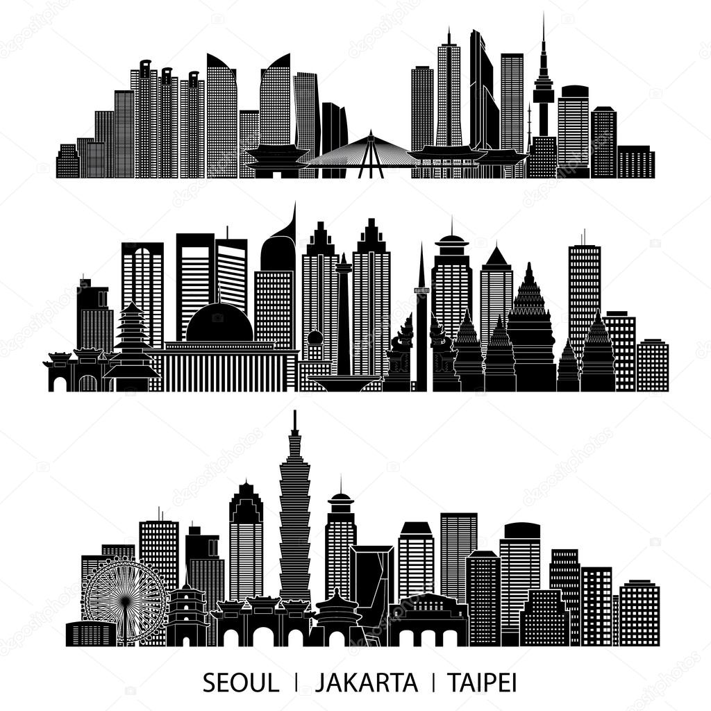 skyline detailed silhouette set