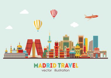 Madrid manzarası detaylı siluet