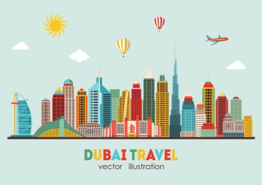 Dubai siluetinin detaylı siluet