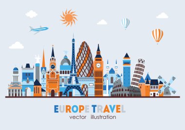Europe manzarası detaylı siluet