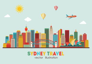 Sydney şehir manzarası detaylı siluet