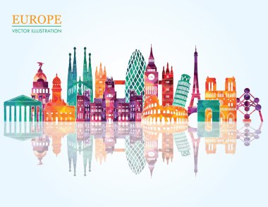 Europe manzarası detaylı siluet