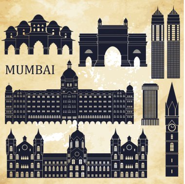 Mumbai anıtlar siluet.