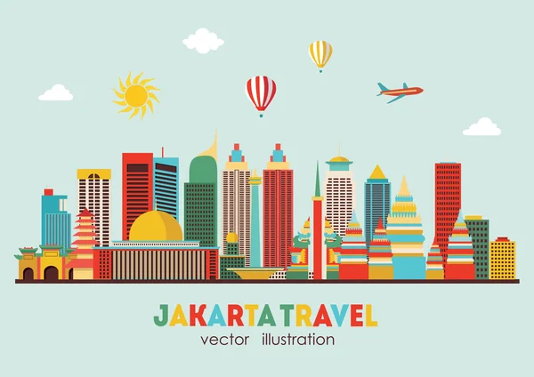 Jakarta skyline detalhado — Vetor de Stock