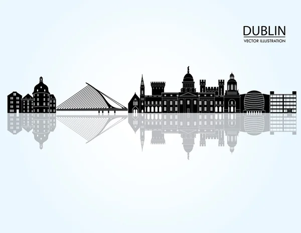 Dublin gedetailleerde skyline — Stockvector