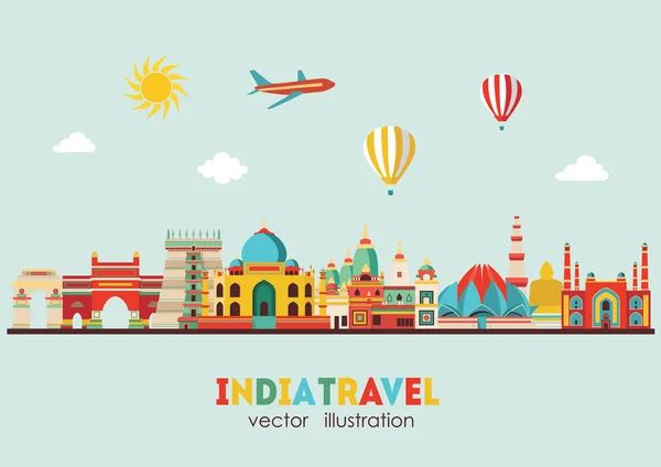 India horizonte detallado — Vector de stock