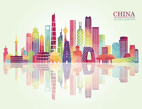 China horizonte detallado — Vector de stock