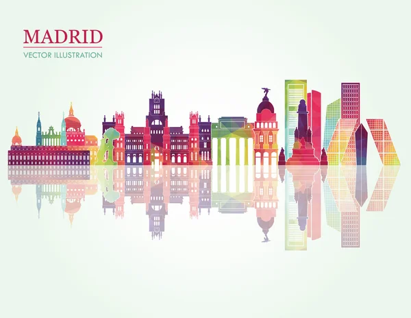 Madrid horizonte detallado — Vector de stock