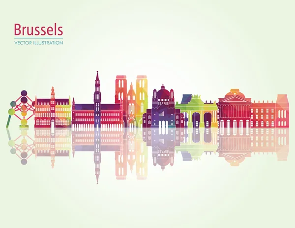 Brussel skyline gedetailleerde silhouet — Stockvector