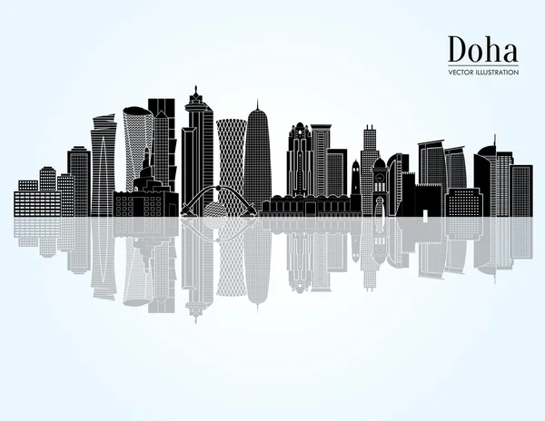 Doha detaljerad skyline — Stock vektor