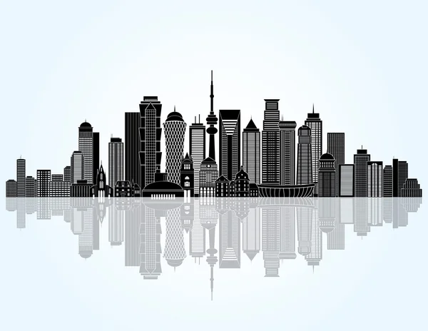 Panorama dettagliato astratto della città — Vettoriale Stock