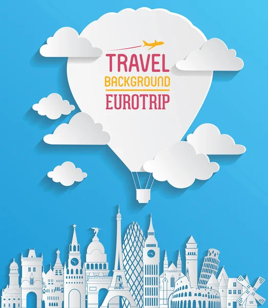 Europa skyline gedetailleerde silhouet — Stockvector