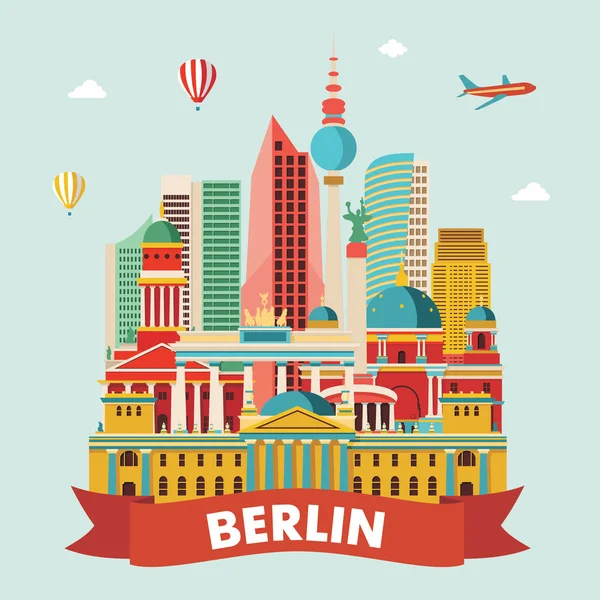 Silueta del horizonte de Berlín — Vector de stock