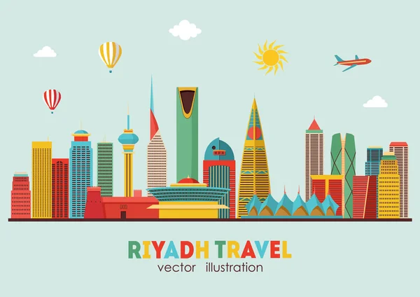 Riyadh detaljerad skyline — Stock vektor