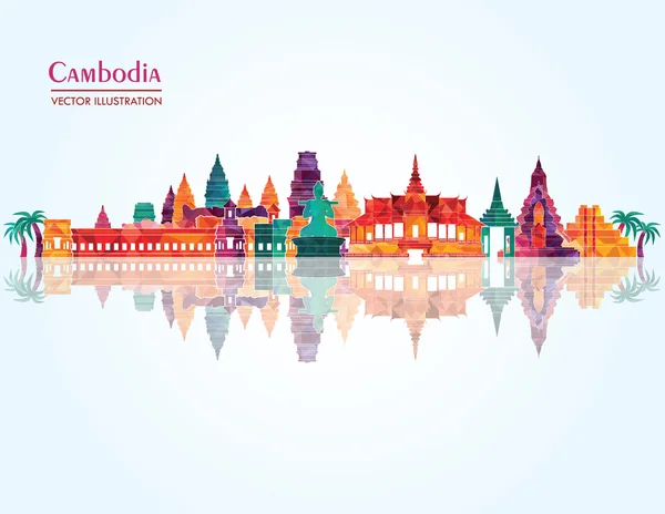 Gedetailleerde skyline van Cambodja — Stockvector