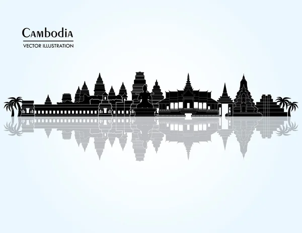 Cambogia skyline dettagliato . — Vettoriale Stock