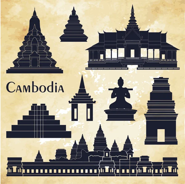 Cambodge monuments détaillés — Image vectorielle