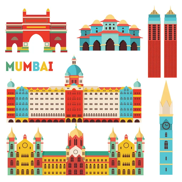 Silueta del horizonte de Mumbai — Vector de stock