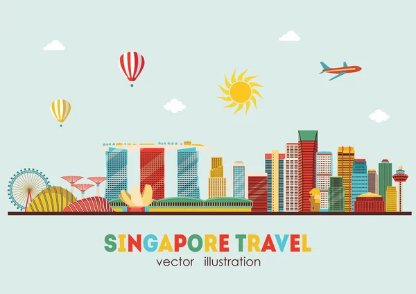 Conceito de viagem skyline Singapura — Vetor de Stock