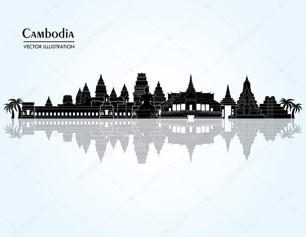 Cambodia detailed skyline.