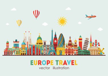 Europe manzarası detaylı siluet