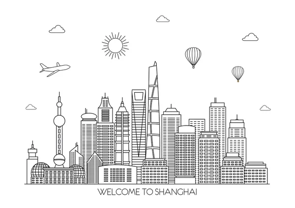 Hintergrund der Skyline von Shanghai — Stockvektor