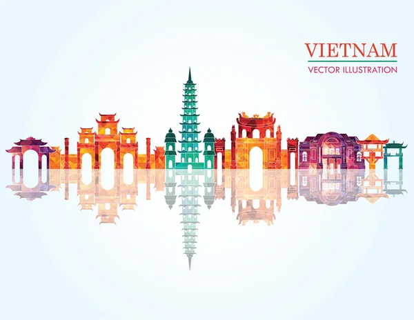 Vietnam podrobné Panorama — Stockový vektor