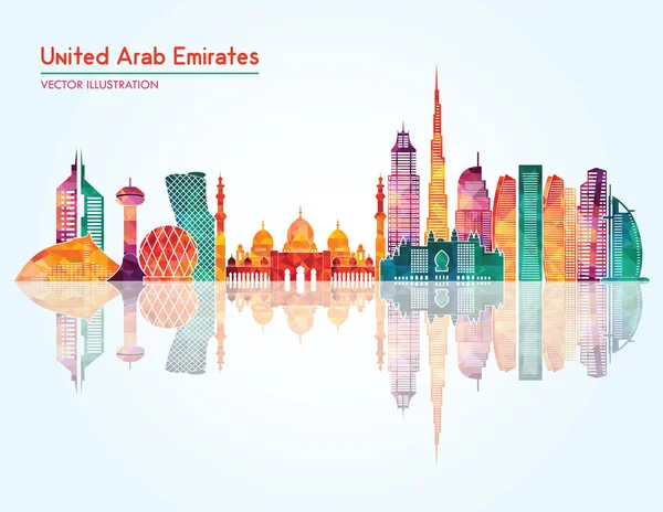 Verenigde Arabische Emiraten skyline van silhouet — Stockvector