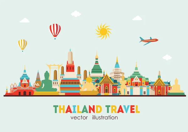 Detailreiche Skyline von Thailand — Stockvektor