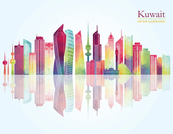 Ciudad de Kuwait horizonte detallado — Vector de stock