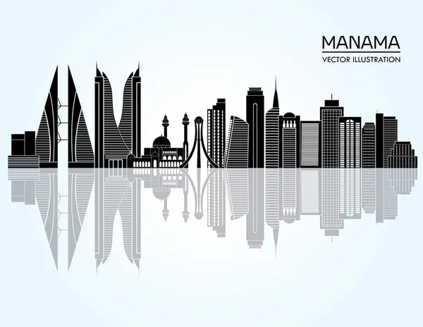 Manama horizonte detallado — Archivo Imágenes Vectoriales