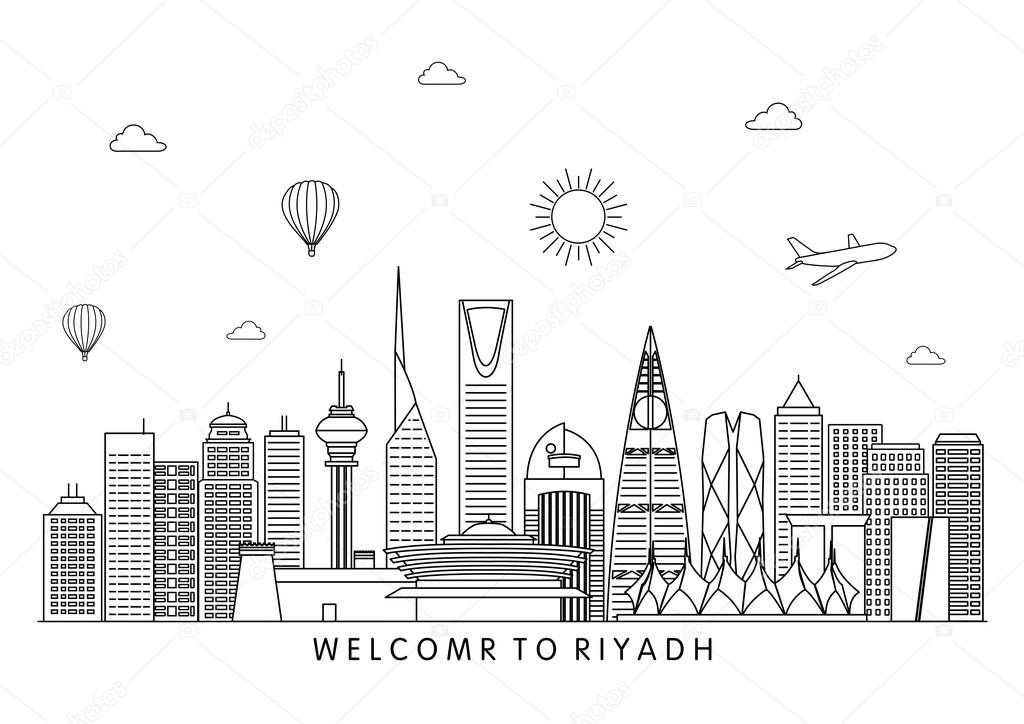Riyadh skyline line illustration