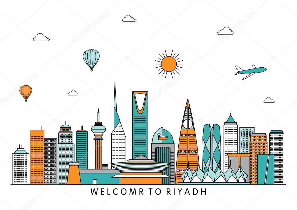Riyadh skyline line illustration