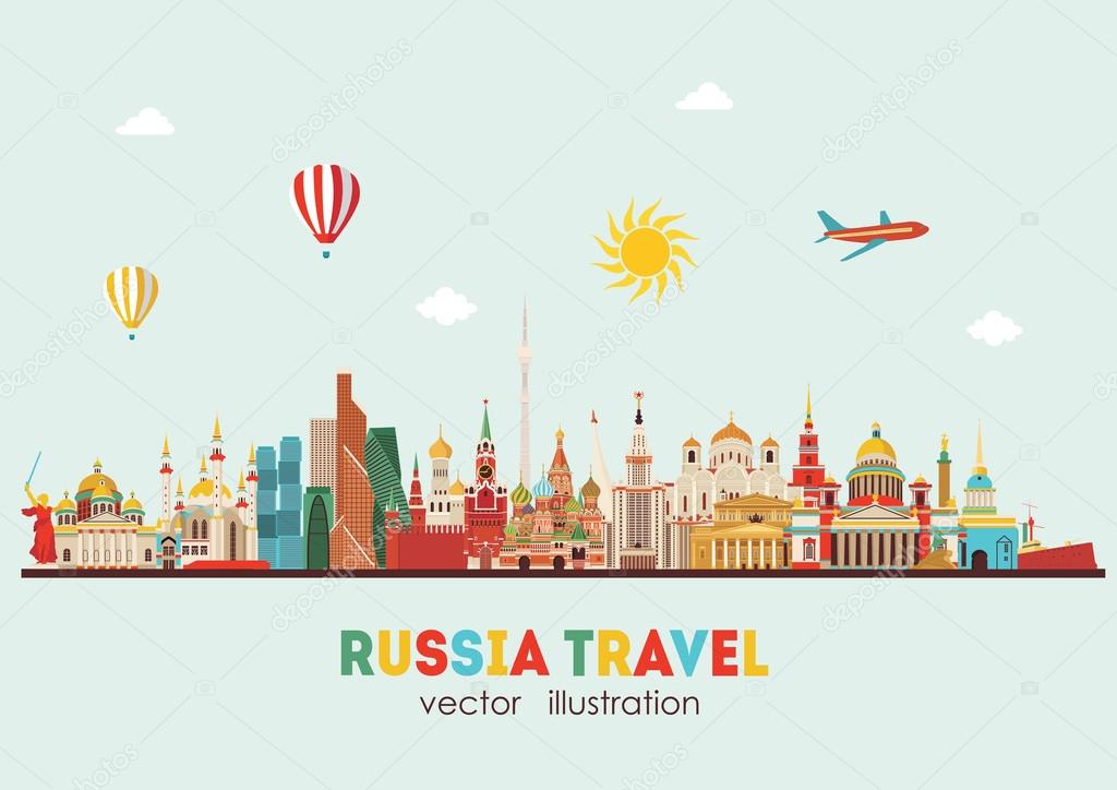 Russia Landmark detailed Travel background