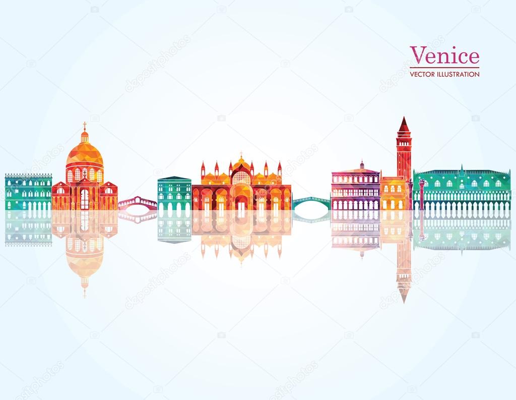 Venice detailed skyline silhouette