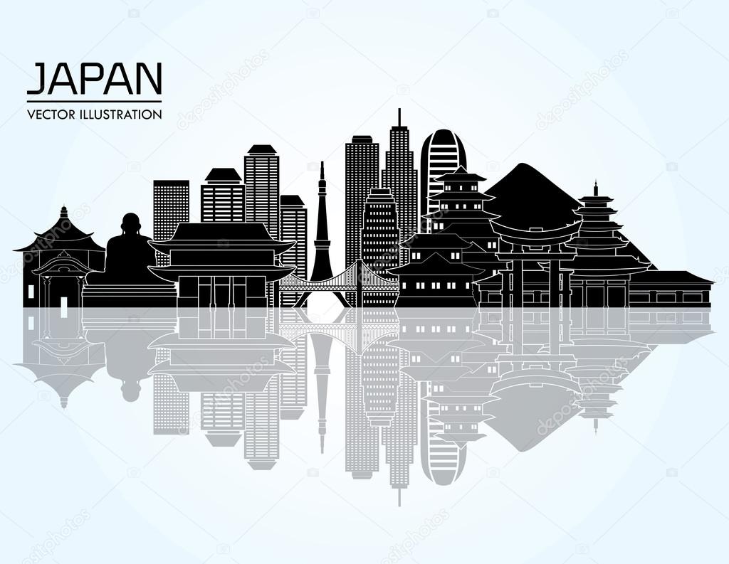 Japan skyline silhouette