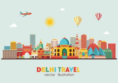 Delhi manzarası illüstrasyon