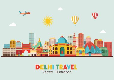 Delhi skyline illustration clipart