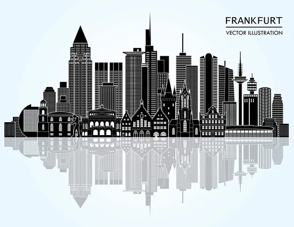 Viaggio Francoforte famosi punti di riferimento skyline — Vettoriale Stock