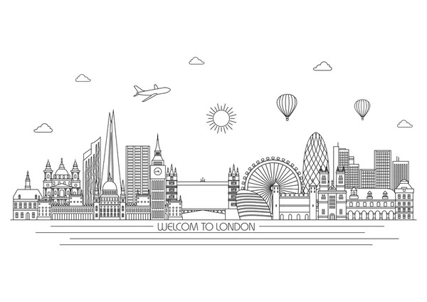 London detaillierte Skyline — Stockvektor