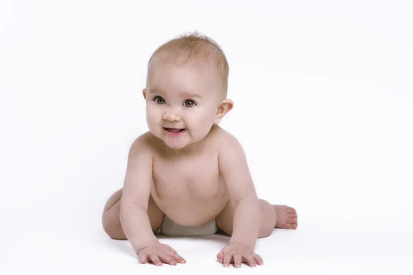 Bebé feliz en pañal Imagen de archivo
