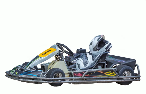 Beyaz arka planda yarış arabası.