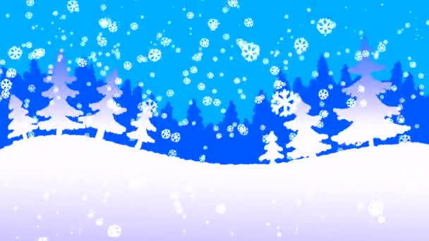 Rajzolt Háttér Éjszakai Erdő Eső Animáció Egyszerű Rajzokkal Újévre Karácsonyra — Stock videók