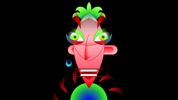 Абстрактна Пофарбована Голова Крупним Планом Рухомими Частинами Обличчя — стокове відео
