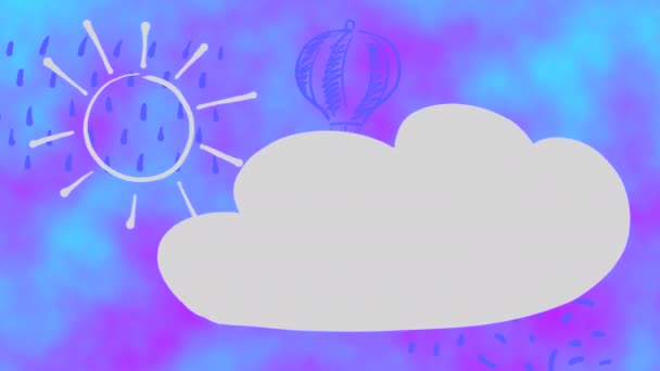 Animación Bucle Imágenes Dibujadas Movimiento Naturaleza Sobre Fondo Azul — Vídeos de Stock