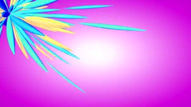 Hareketli taç yaprakları olan soyut çiçek mor bir gradyan üzerinde 3 boyutlu programla kodlandı.