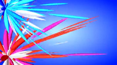 Mavi arka planda 3 boyutlu programla kaydedilen hareket eden taç yapraklarıyla soyut çiçek.