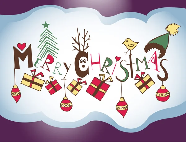 Merry Christmas titel Happy Christmas illustratie, wenskaart — Stockvector