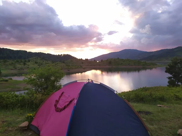 Acampar Cerca Lago Grecia — Foto de Stock