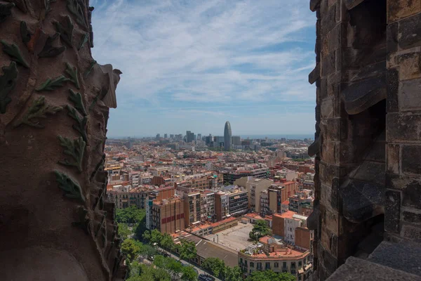 Vista Barcelona Desde Monumento Altura —  Fotos de Stock